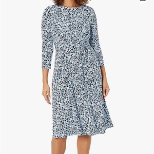 London Times Women's Side Ruched Midi Dress